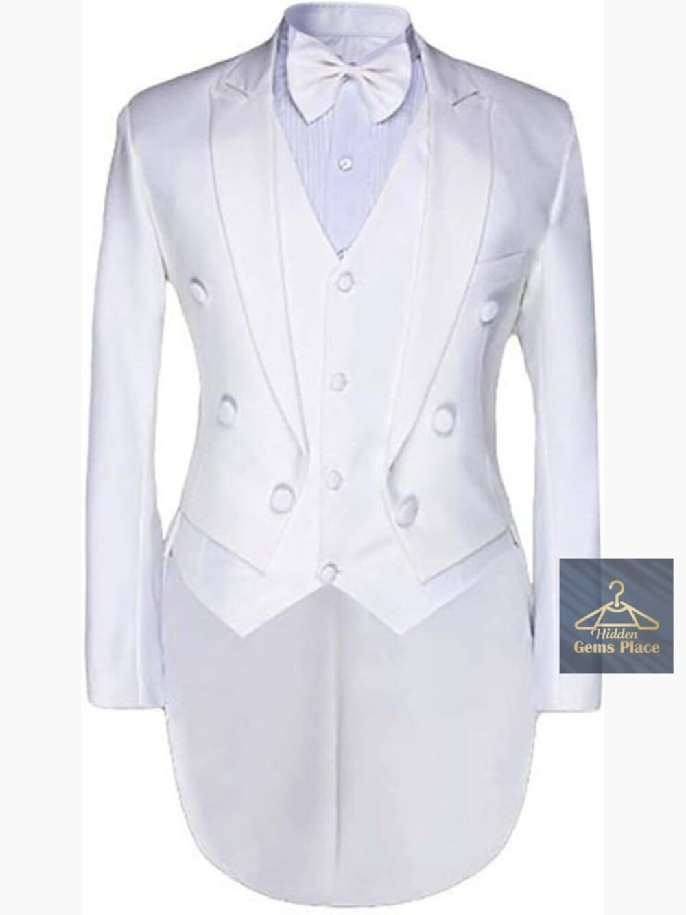 Men's Tailcoat Slim Fit 3-Piece Suit Set Dinner Jacket Swallow-Tailed Coat